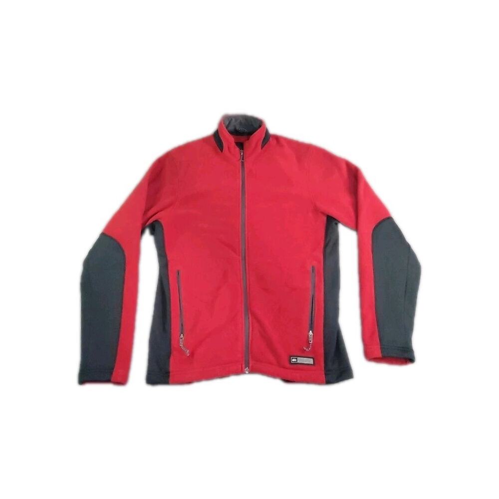 REI Women's Full Zip Size M-L Fleece Jacket lined Red Black Winter C7-215